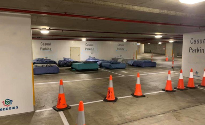 Homeless people can use an Australian car park at night
