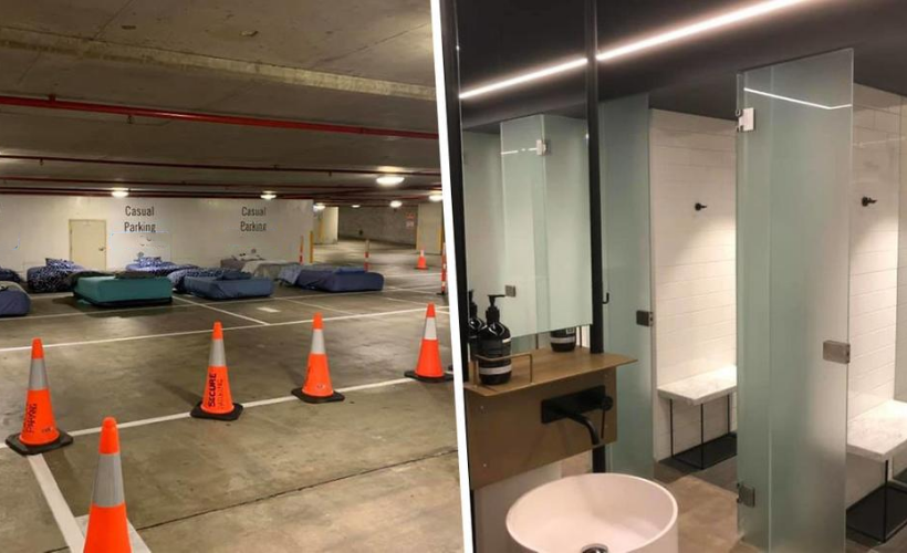 Charity transforms parking garages into homeless shelters at night
