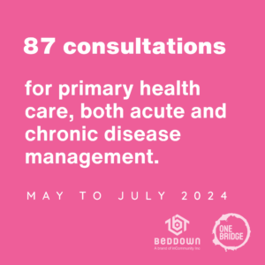 87 consultations for primary health care, both acute and chronic disease management.