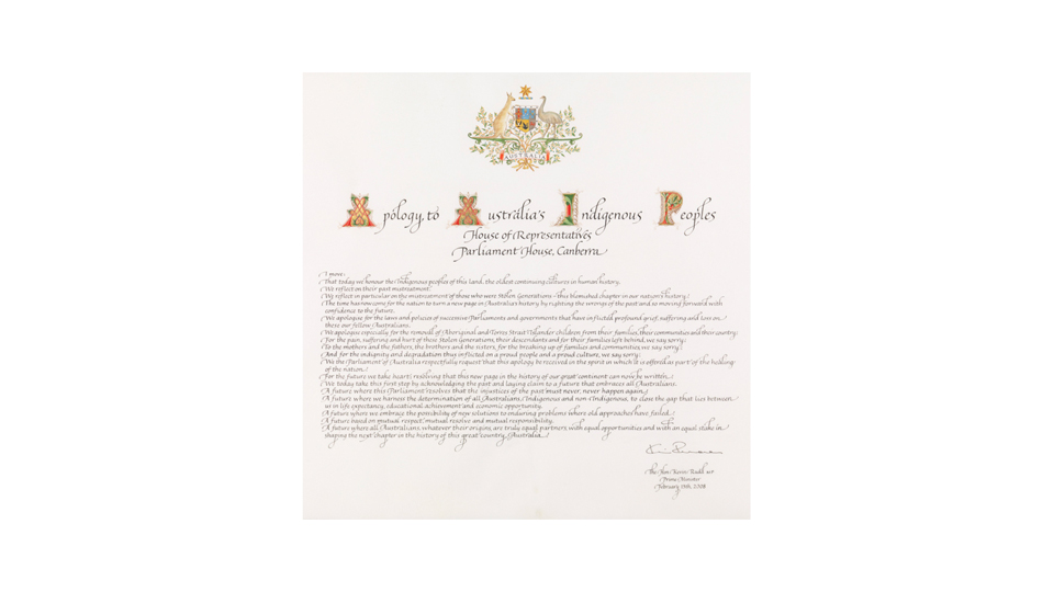 Image of Apology to Australia's Indigenous Peoples Parchment.